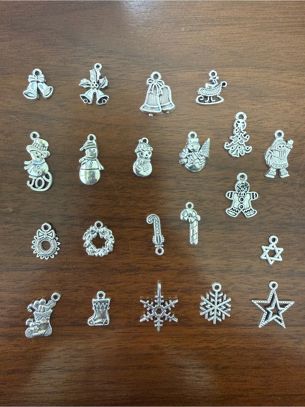 Sterling-Tone Holiday Charm Set - Silver Christmas Pendant Collection
